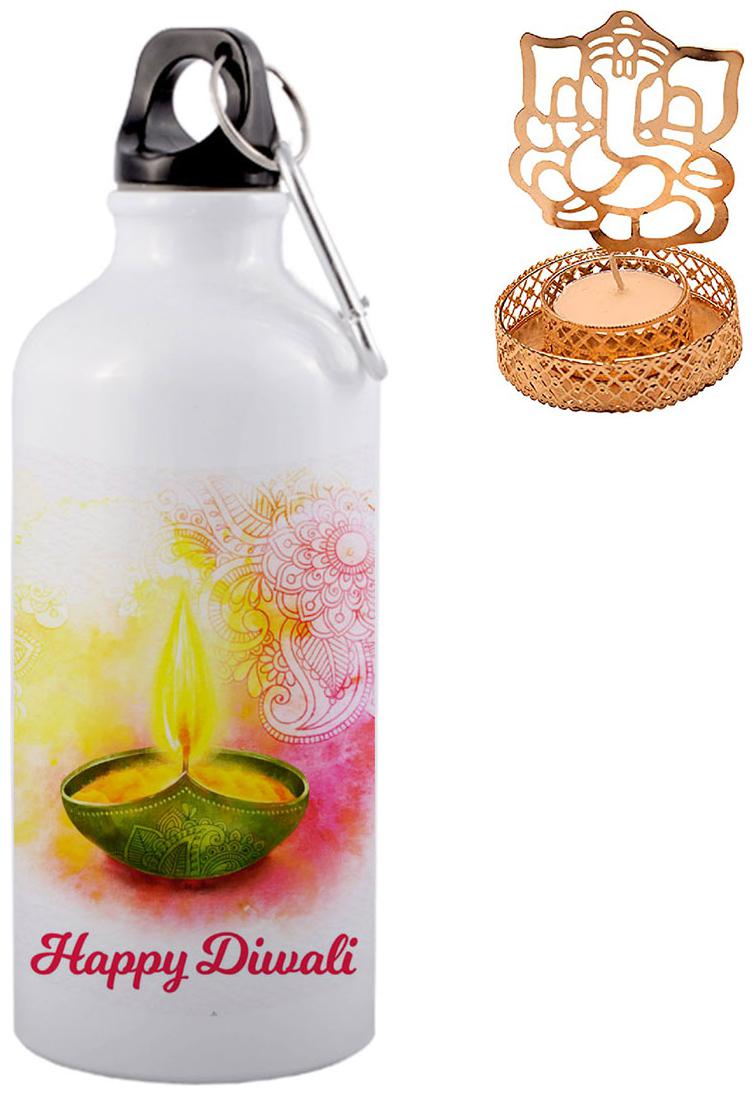 COLORYARD Aluminium White Water Bottle ( 600 ml Set of 1 )