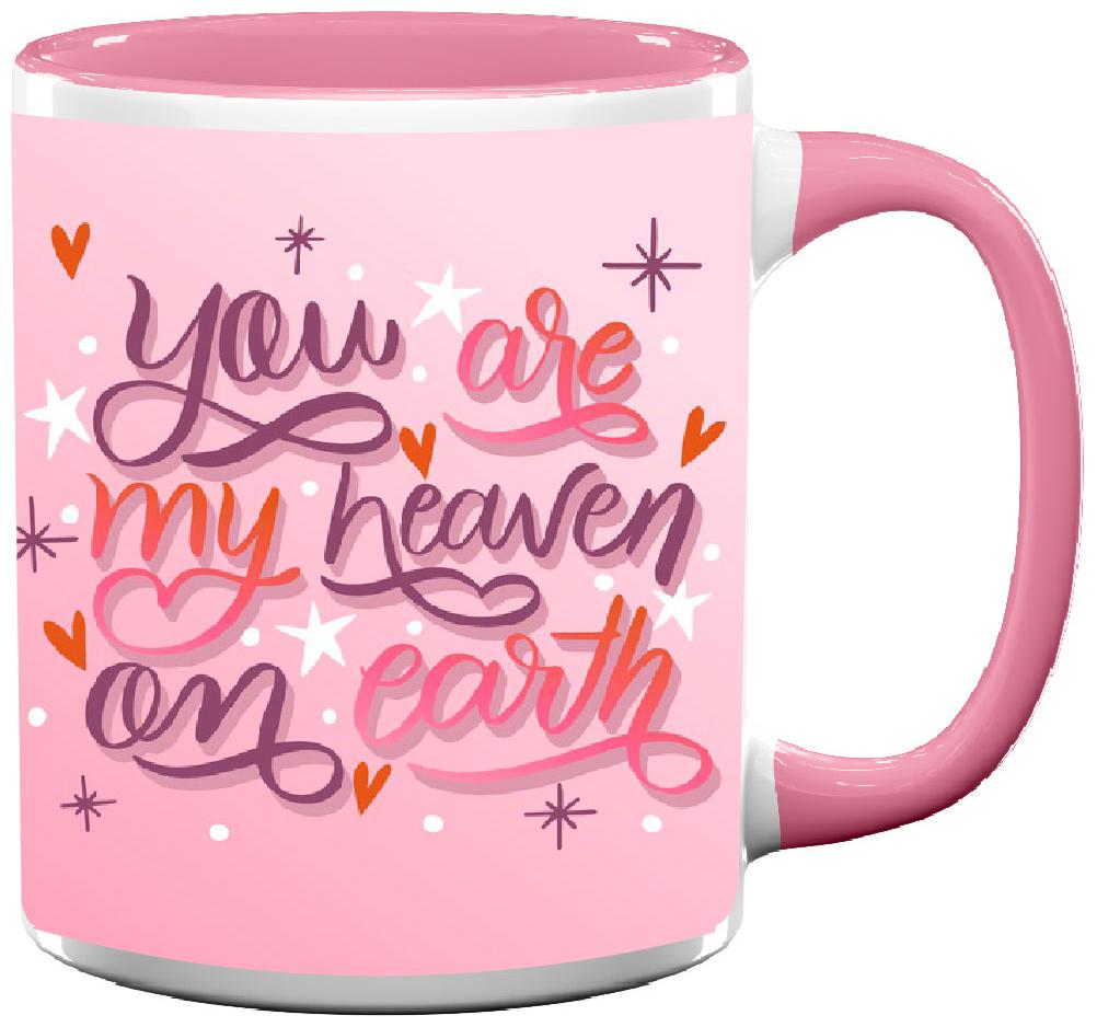 

Coloryard Best Happy Valentines Day Gift Romantic Lettering Quotes Design On Pink Inner Handle Ceramic Coffee Mug Gift