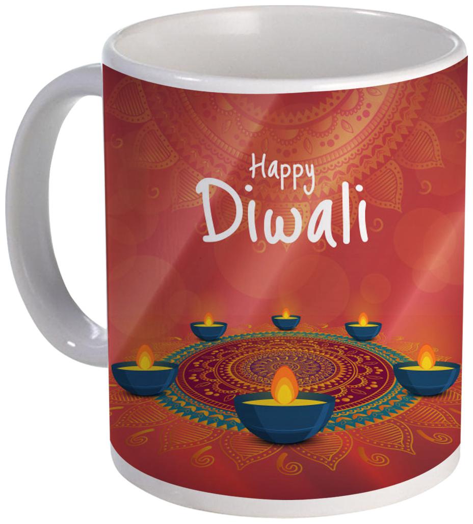 

Coloryard Best Decorative Happy Diwali Text Design Ceramic Coffee Mug -325 ml