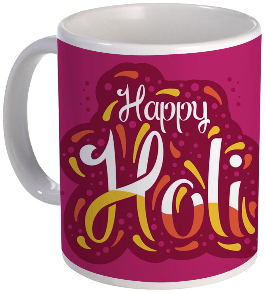 

Coloryard best happy holi with calligraphic-holi-festival-background design on white ceramic coffee mug gift