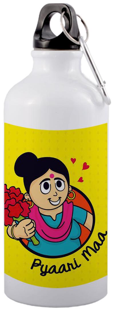 COLORYARD Aluminium White Water Bottle ( 600 ml Set of 1 )