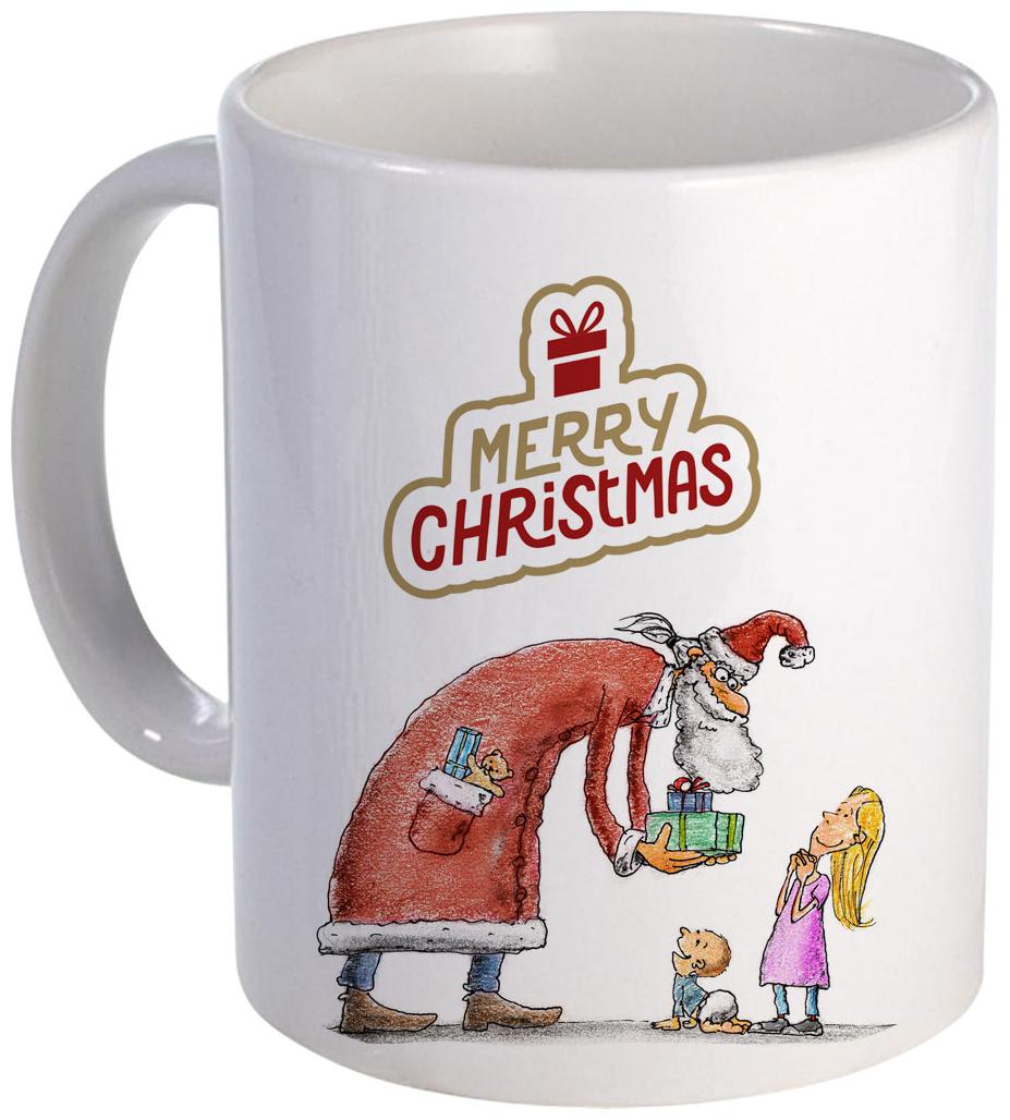 

Coloryard Best Merry Christmas With Gift Giving Santa On White Ceramic Coffee Mug