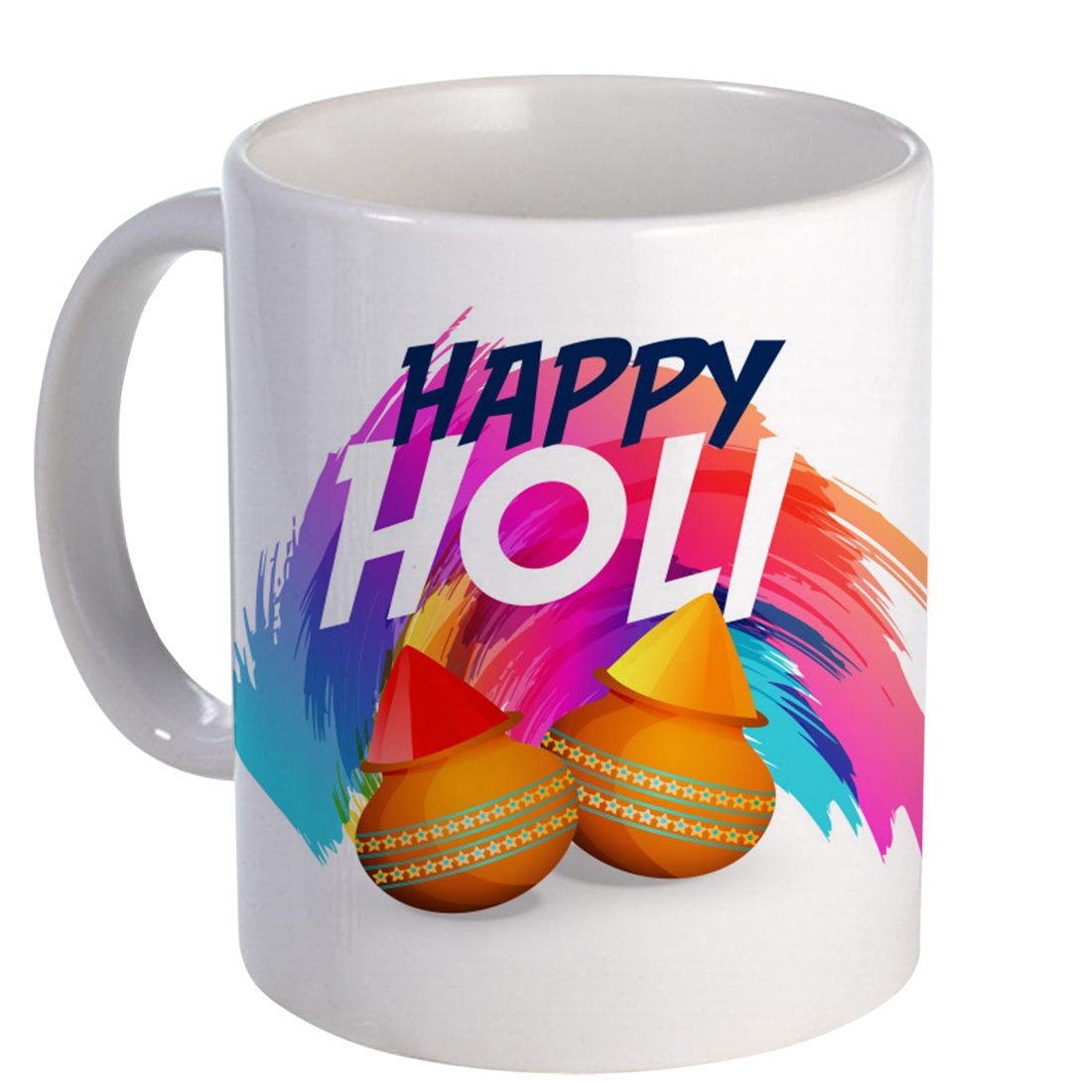 

Coloryard best happy holi with holi-colors-splash-with-matki-background design on white ceramic coffee mug gift