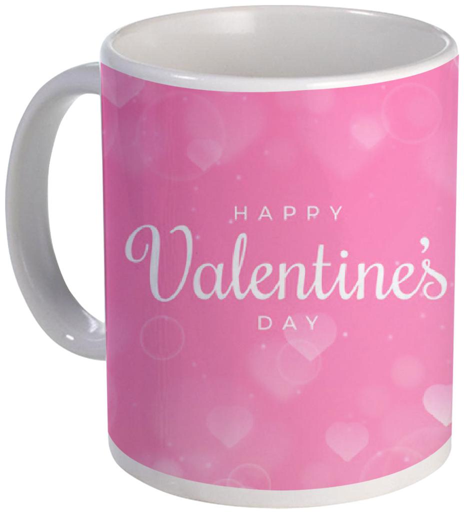 

Coloryard Best Happy Valentines Day Gift Blurred Pink Background Design On White Ceramic Coffee Mug Gift