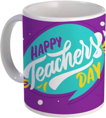 

COLORYARD best teachers day text on multi color background color design on white ceramic coffee mug gift