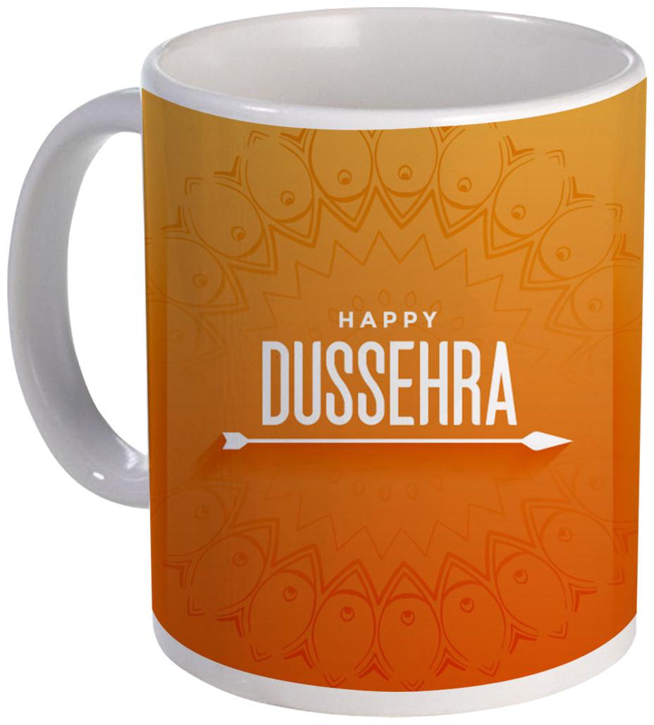 

Coloryard Best Happy Dussehra Text Design Ceramic Coffee Mug -325 ml