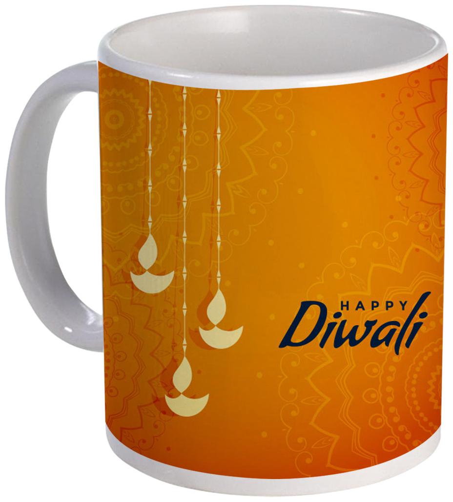 

Coloryard Best Decorative Happy Diwali Text Design Ceramic Coffee Mug -325 ml