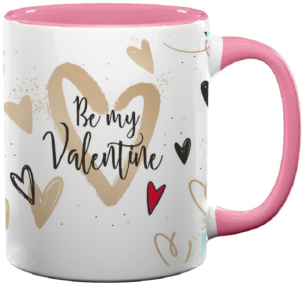 

Coloryard Best Happy Valentines Day Gift Golden Background Design On Pink Inner Handle Ceramic Coffee Mug Gift