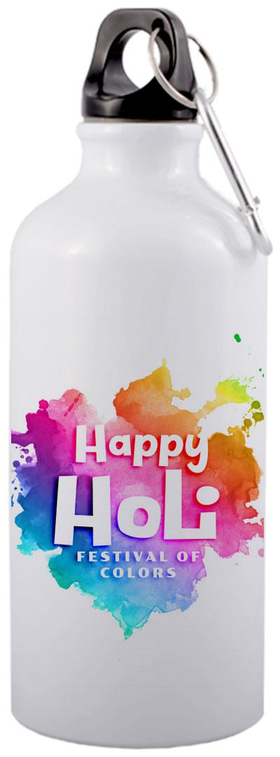 COLORYARD Aluminium White Water Bottle ( 600 ml Set of 1 )