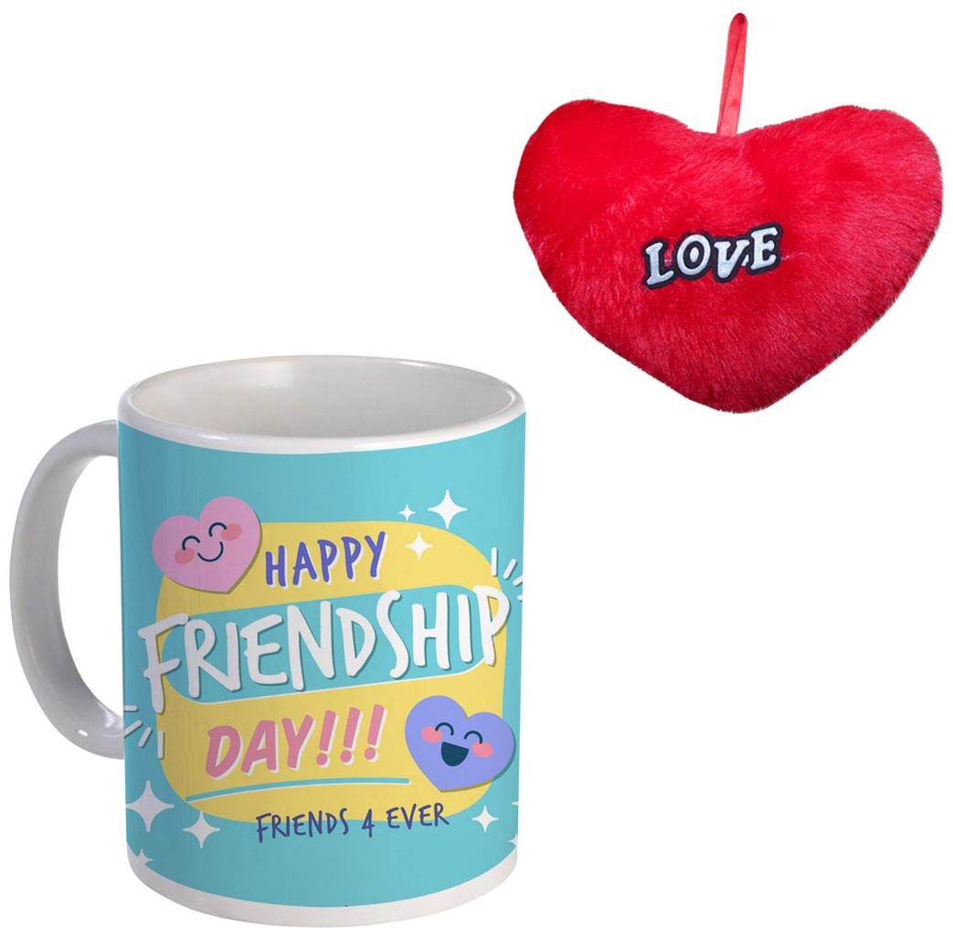 

Coloryard Best Cut Hppy Frindship Dy Frinds 4Vr With Red Heart Design On White Ceramic Coffee Mug Gift