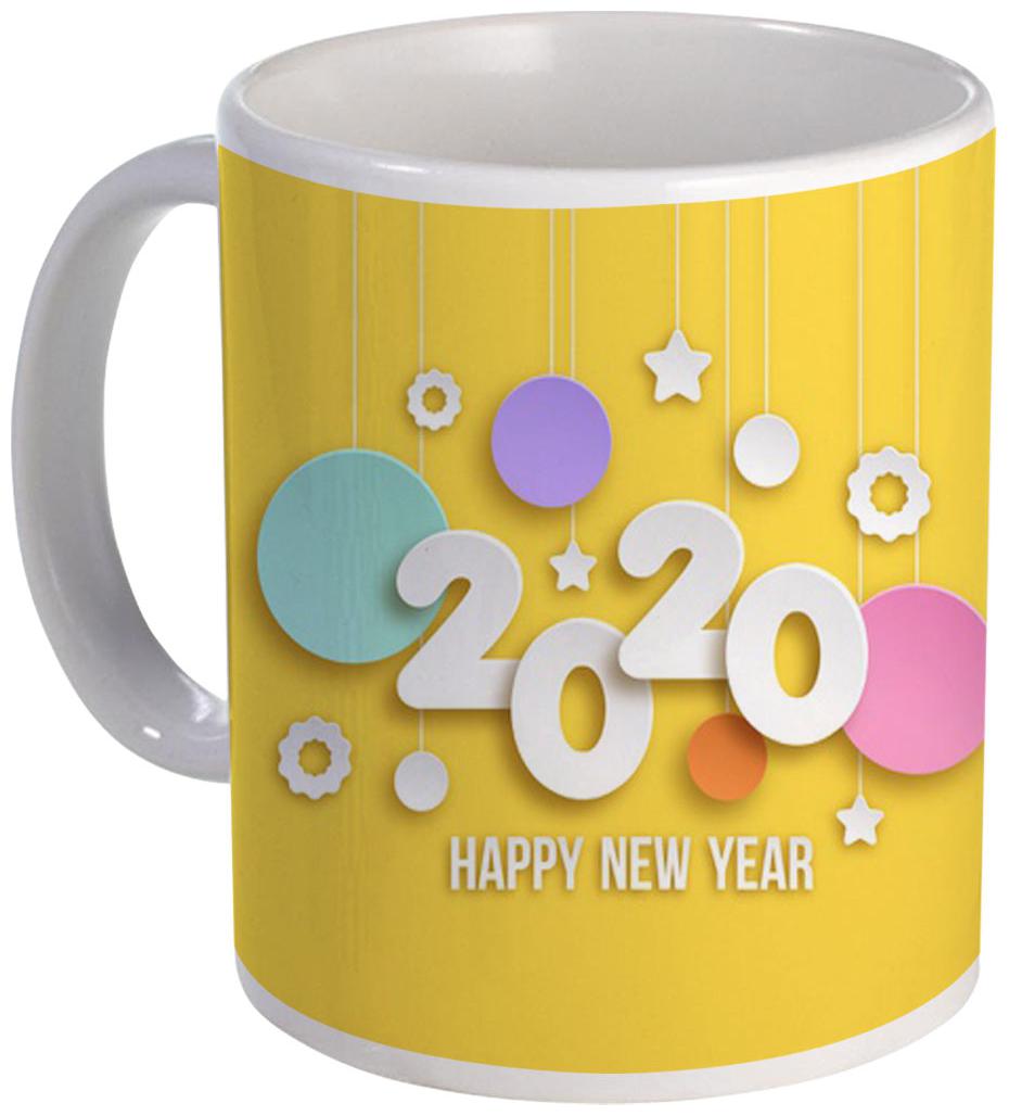 

Coloryard Best 2020 Happy New Year Yellow Color Ceramic Coffee Mug