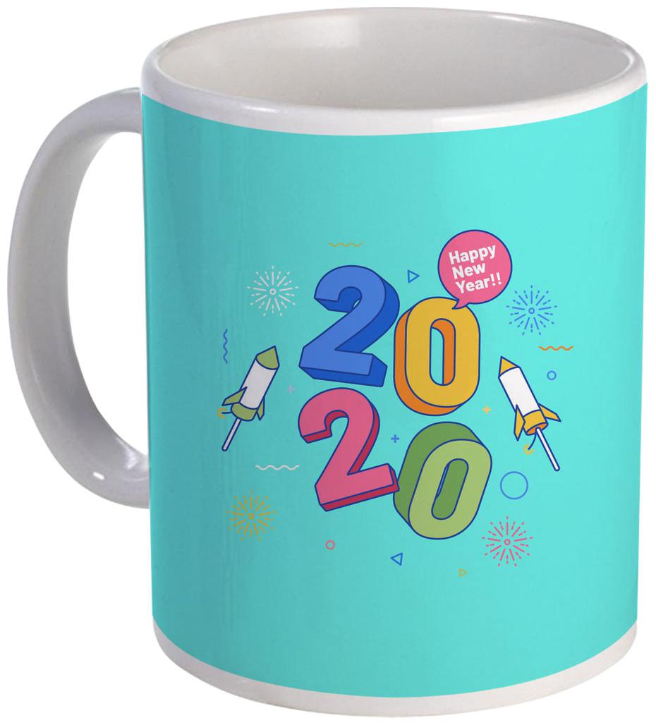 

Coloryard Best 2020 Happy New Year Blue Color Ceramic Coffee Mug