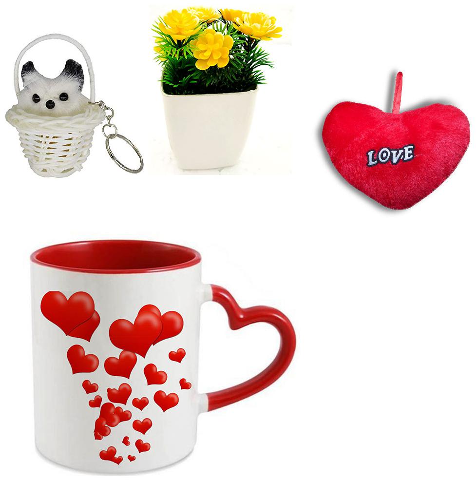 

Coloryard Karwa Chauth Love Box Unboxing On Red Heart Handle Coffee Mug With Red Heart Keychain And Artificial Flower Port Combo Gift