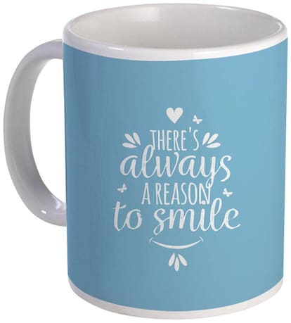 Coloryard there always a reason to smile text design on white ceramic coffee mug