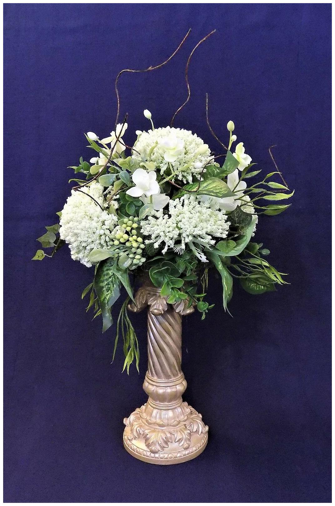 

COLUMN CANDLESTICK TOPPER TOPIARY FLORAL ARRANGEMENT CENTERPIECE SPRING FLOWERS