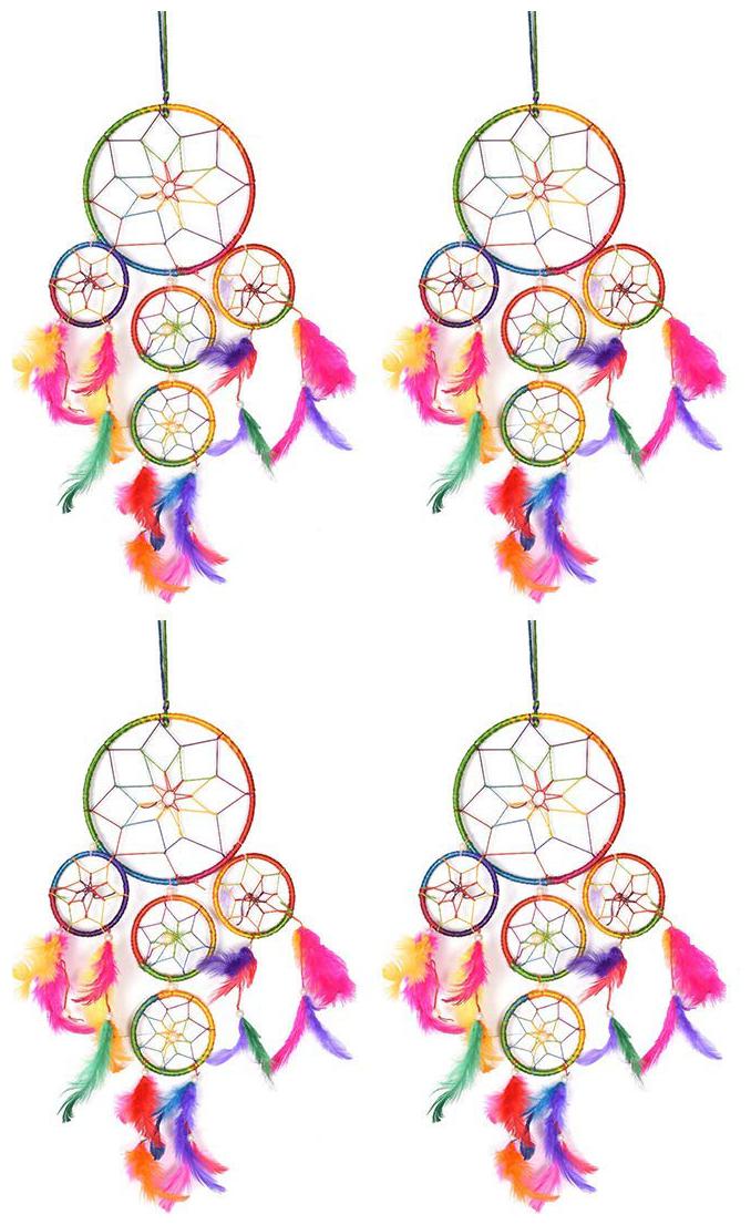 

Combo of Multicolor Dream Catcher Wall Hanging for Positive Dreams (Set of 4)