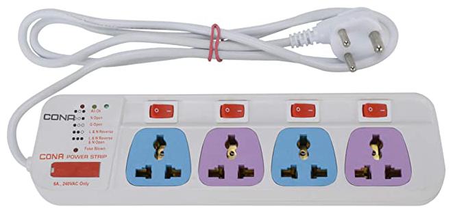 

Cona Three Pin White Extension Board ( 1 5 m 4 Socket 1 Switches)