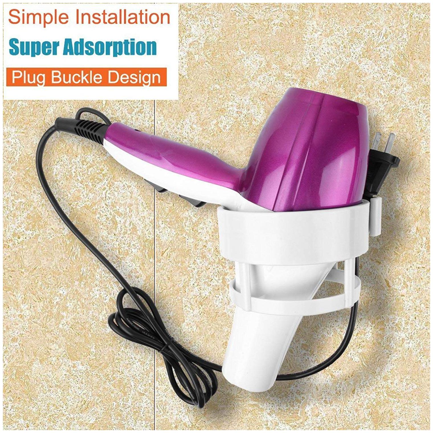 

CONNECTWIDE Hair Dryer Holder-Wall Hanging Hair Dryer Hook Holder Rack Wall Mounted Bathroom Blowdryer (1 pc)