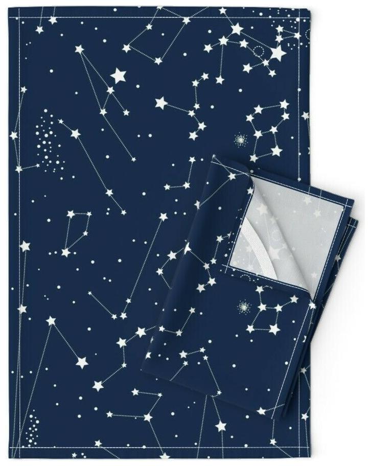 

Constellations Stars Celestial Linen Cotton Tea Towels by Roostery Set of 2