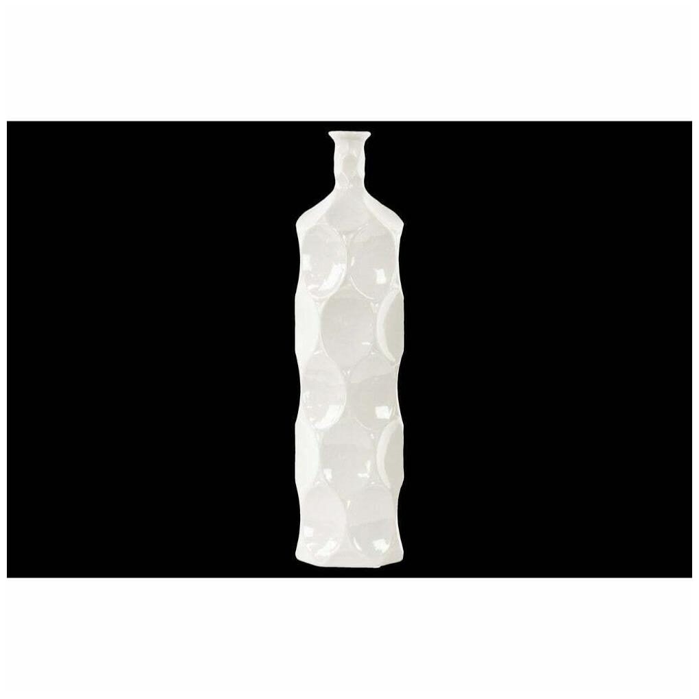 

Contemporary Ceramic Bottle Vase With Dimpled Sides Large White