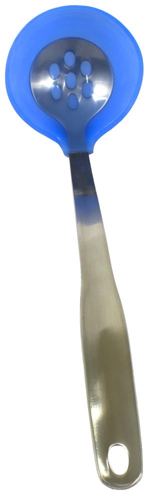 

Cook-EZ Ladle for Non Stick Cookware - Stainless Steel Arm with International Standard Silicone Base - Sturdy Heavy Large Size 1 Soup Ladle Blue Color