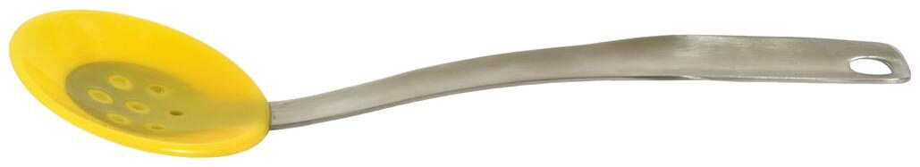 

Cook-EZ Ladle for Non Stick Cookware - Stainless Steel Arm with International Standard Silicone Base - Sturdy Heavy Large Size 1 Spoon Ladle Yellow Color