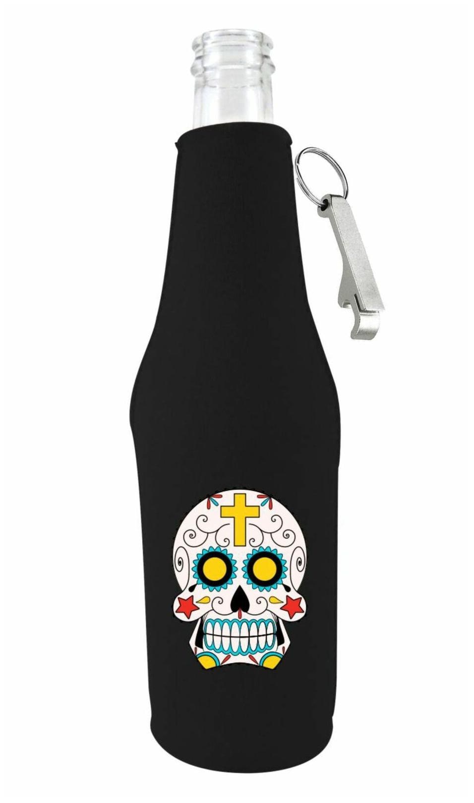 

Coolie Junction Sugar Skull Beer Bottle Coolie Black w Opener
