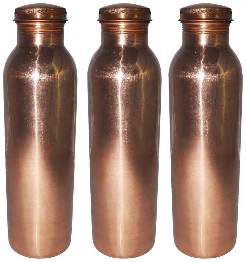 

Rastogi Handicrafts Copper Brown Water Bottle ( 650 ml Set of 3 )
