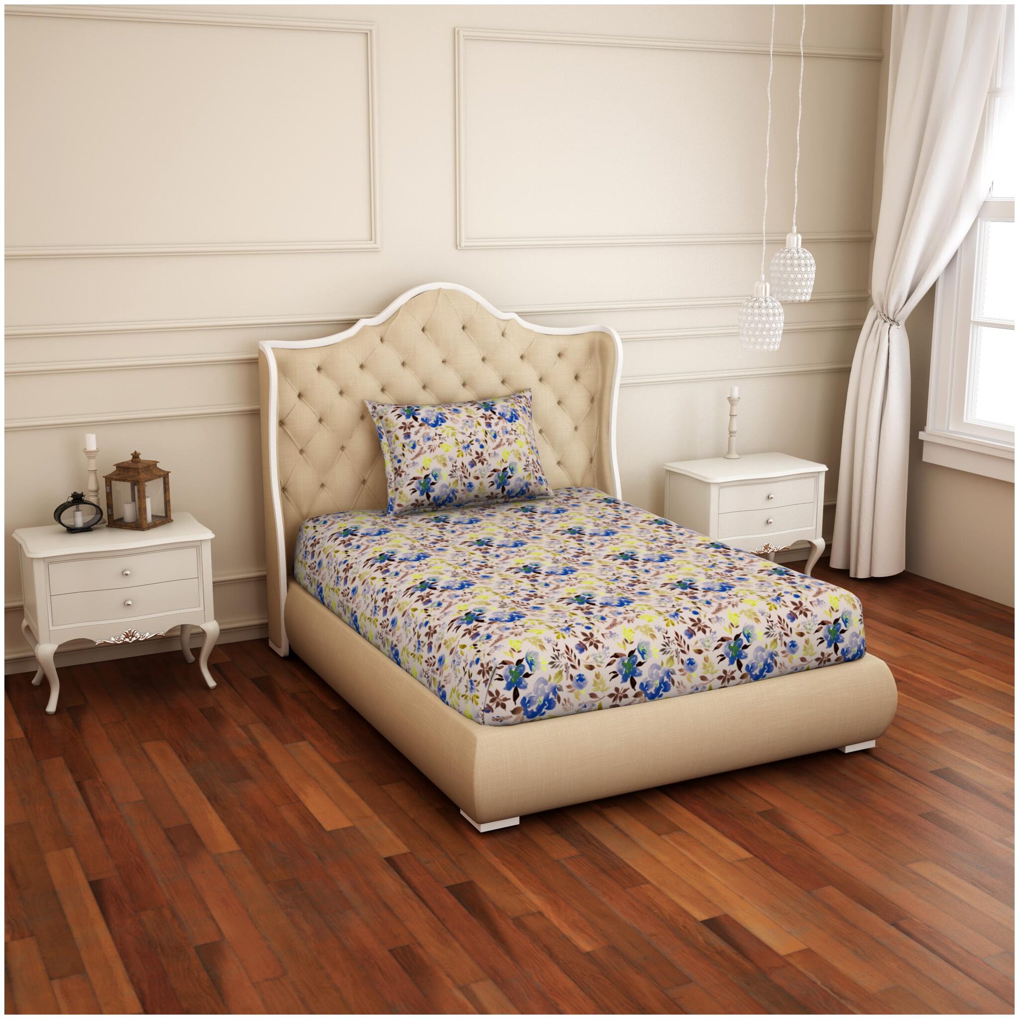 

CORE Designed by Spaces Cotton Floral Single Size Bedsheet 104 TC ( 1 Bedsheet With 1 Pillow Covers Multi )