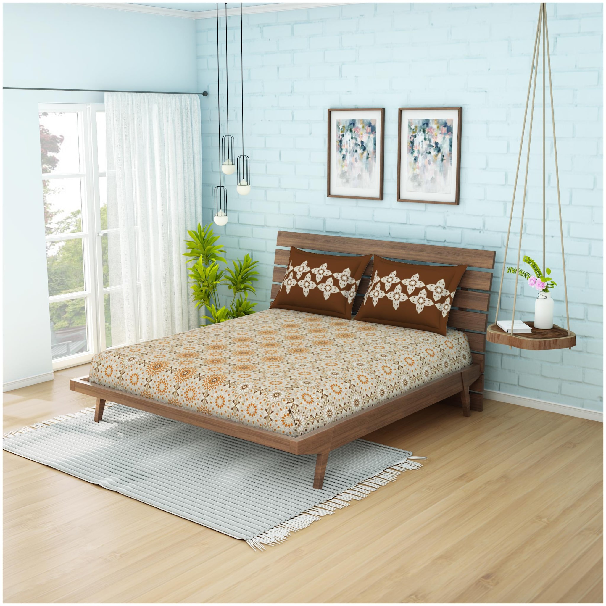 

CORE Designed by Spaces Cotton Printed Double Size Bedsheet 144 TC ( 1 Bedsheet With 2 Pillow Covers Multi )