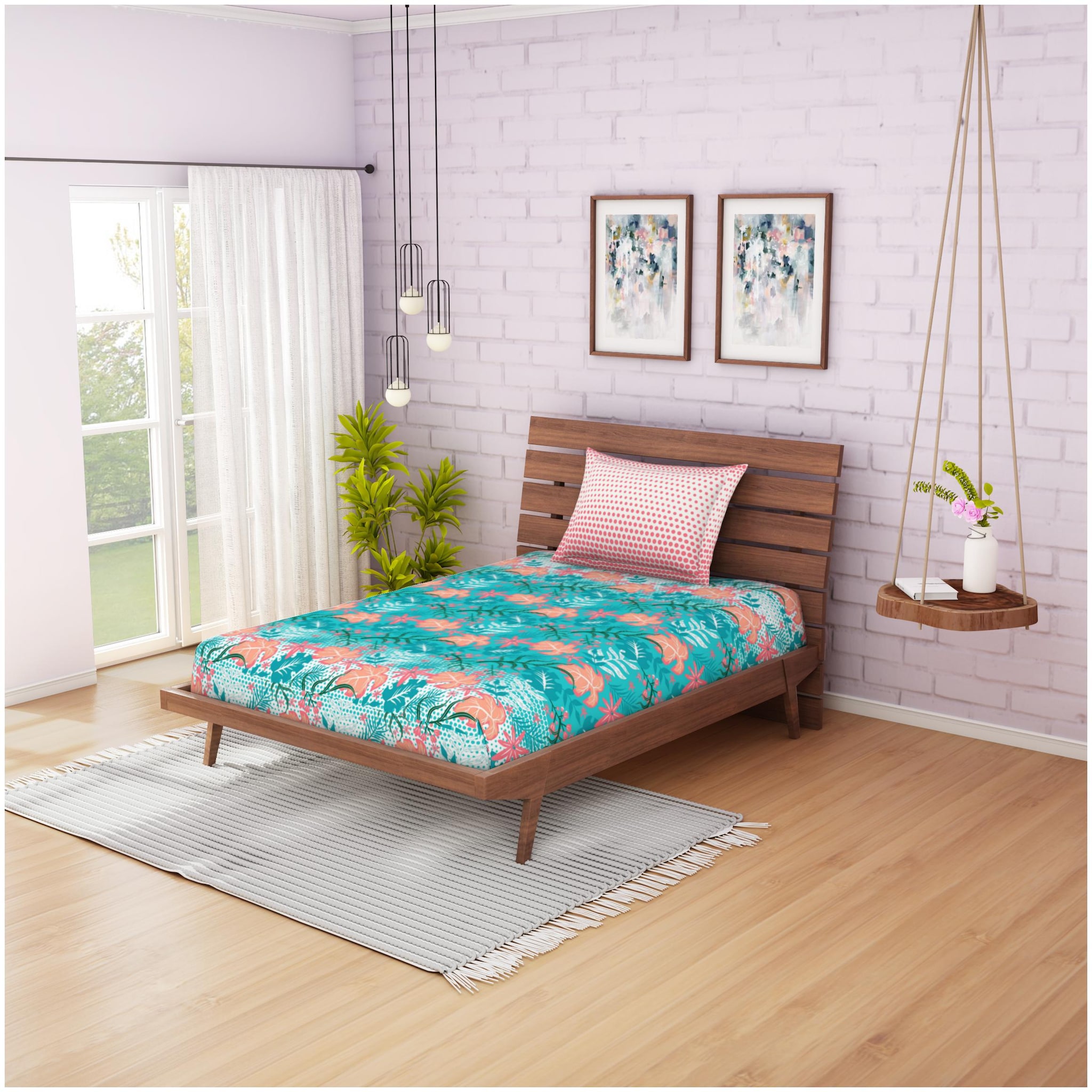

CORE Designed by Spaces Cotton Floral Single Size Bedsheet 144 TC ( 1 Bedsheet With 1 Pillow Covers Multi )