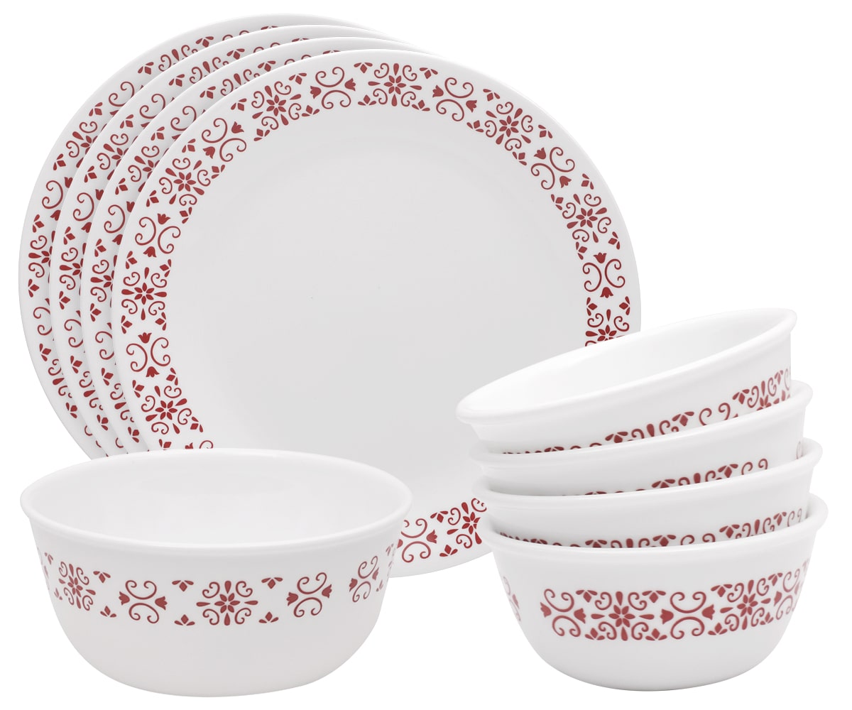 

Corelle Red Trellies 9 pcs Dinner Set