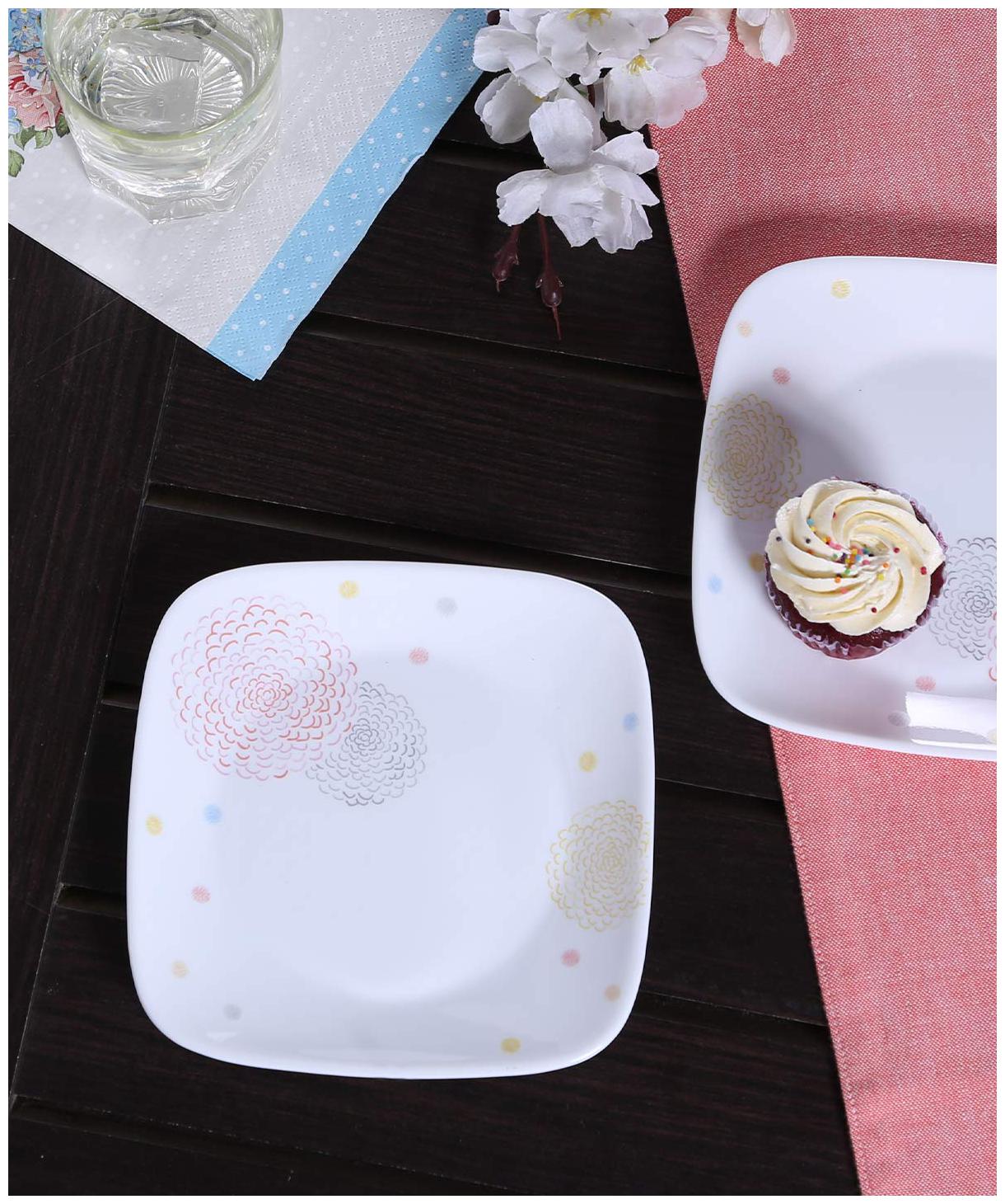 

Corelle Square Pom Pom AC Glass Medium Plate Set 22cm Set of 6 White