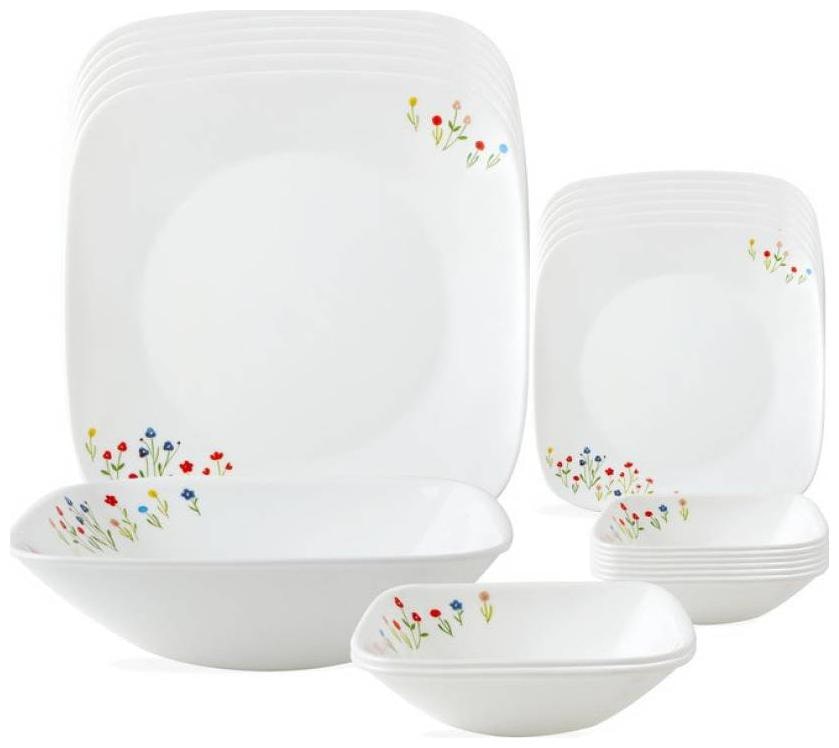 

Corelle Square Round Asia Flower HillDinnerSet 21 SQ pcs set