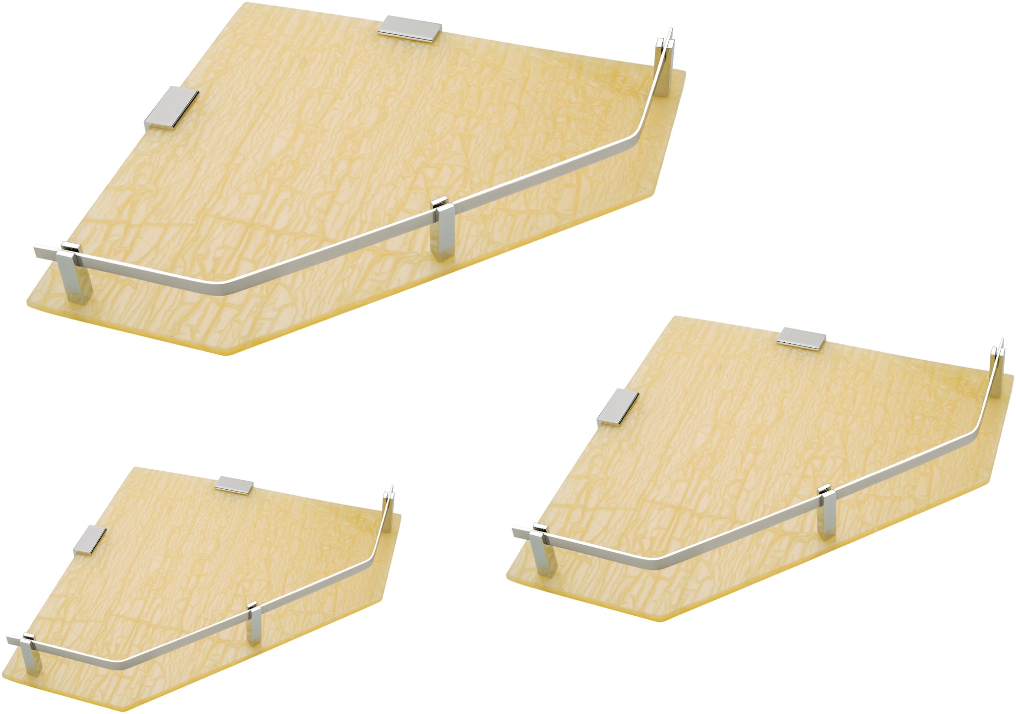 

Corner Shelf Unbreakable Acrylic Bathroom Living Room Corner Rack Wall Shelf Corner Shelf Set of 3 (8 9 10 Inch) (Yellow)