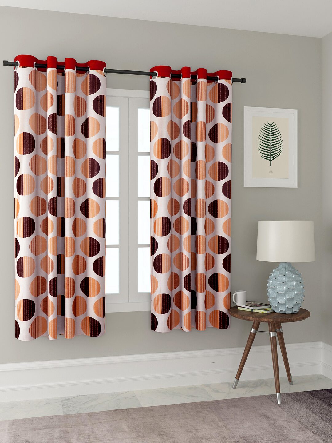 

Cortina Polyester Window Blackout Orange Regular Curtain ( Eyelet Closure Floral )