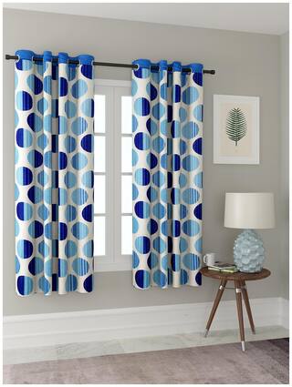 Buy Cortina Polyester Polka Dots Blue Window Curtains For Bedroom Group 005 Online At Low Prices In India Paytmmall Com