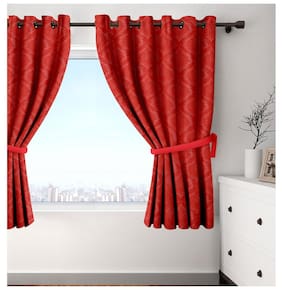 Curtains Door Window Kitchen Living Room Online At Cortina Set Of 2 Window Eyelet Curtains Solid Red