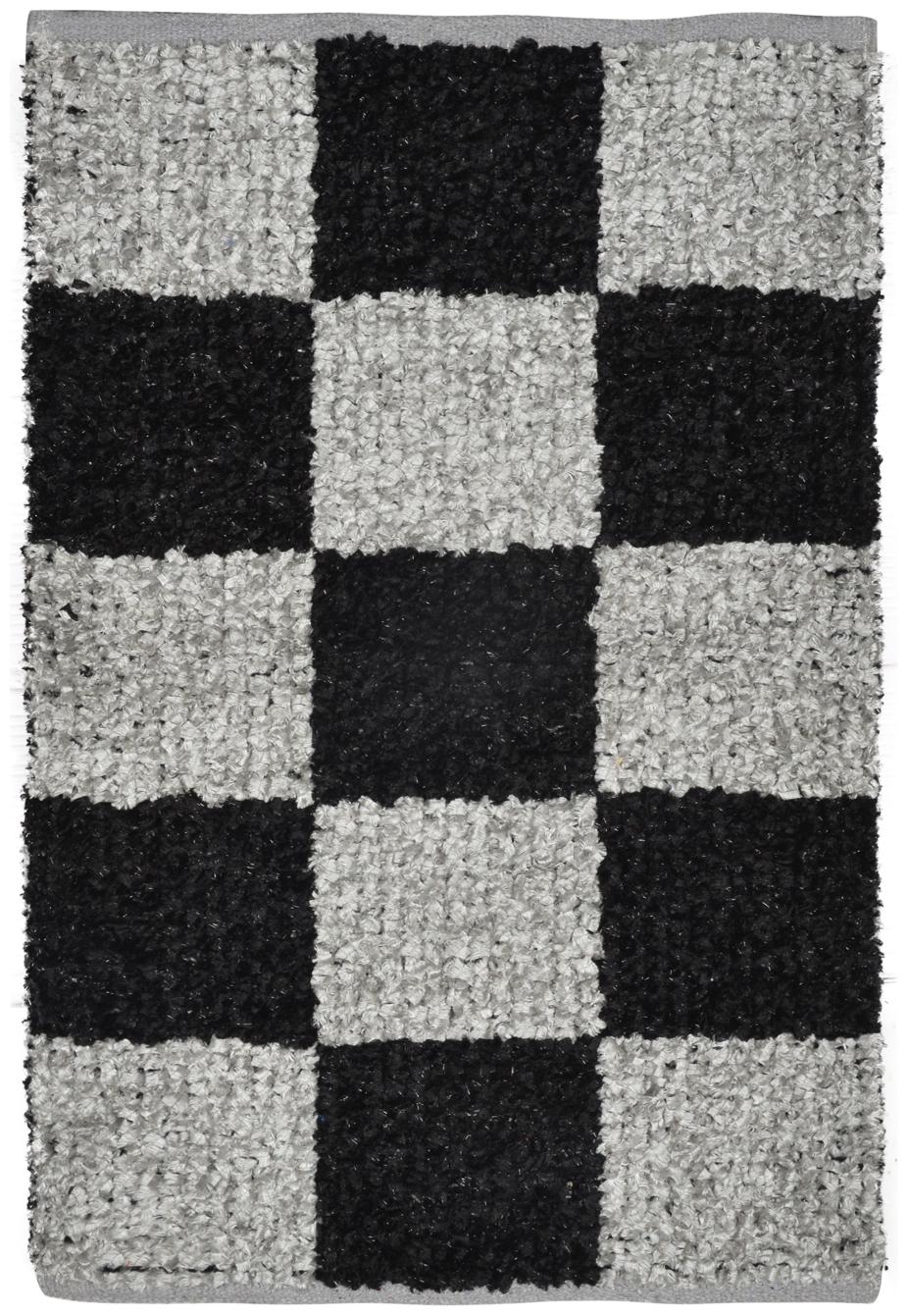 

Cosmorugs - Crafted For Luxury Handmade Handloom Anti Skid Fancy Door Mat Check Design Black And Grey
