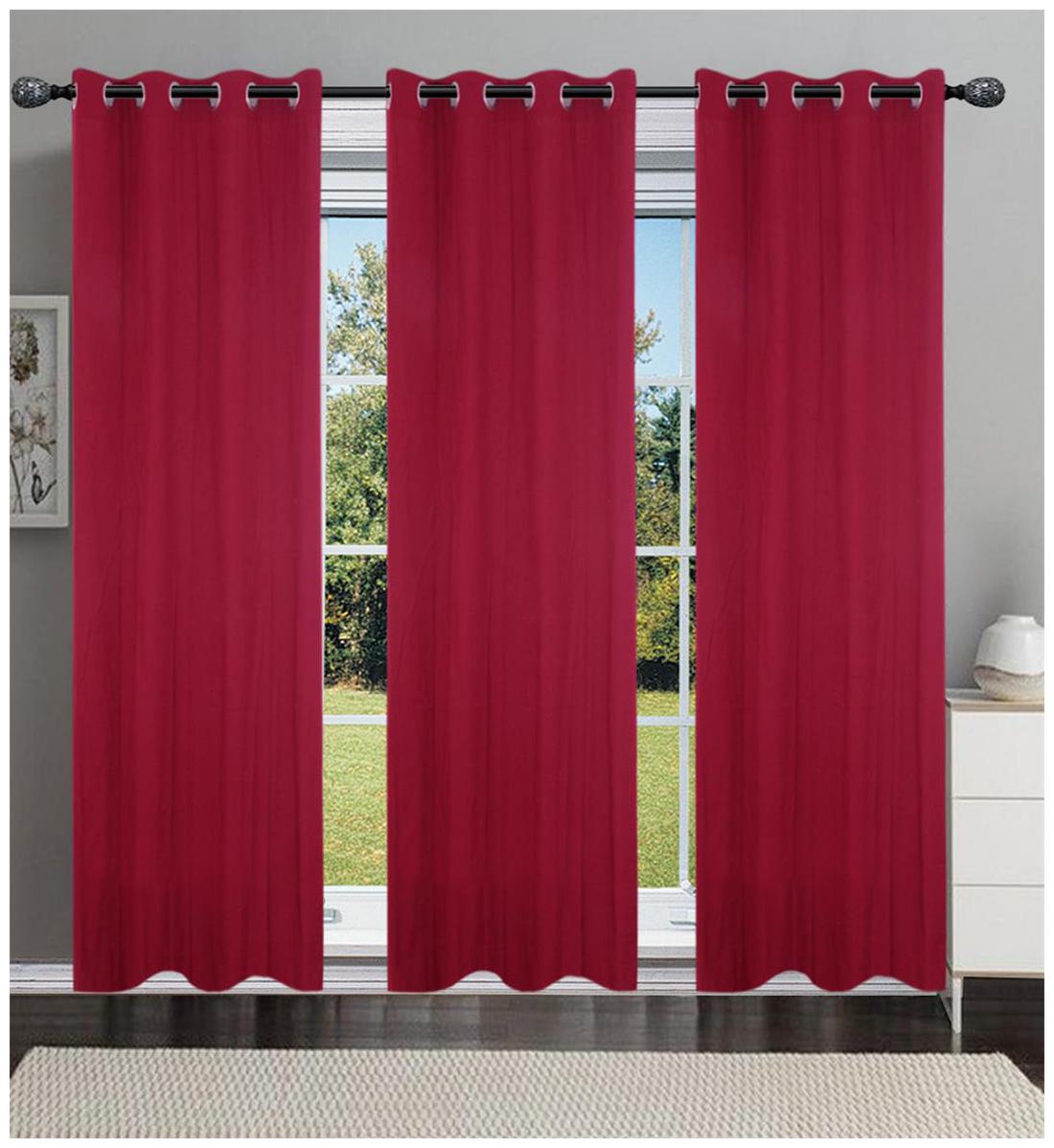 

NewLadiesZone 100 COTTON MAROON WINDOW Curtain Set Of 3 pcs 4 X 6 ft