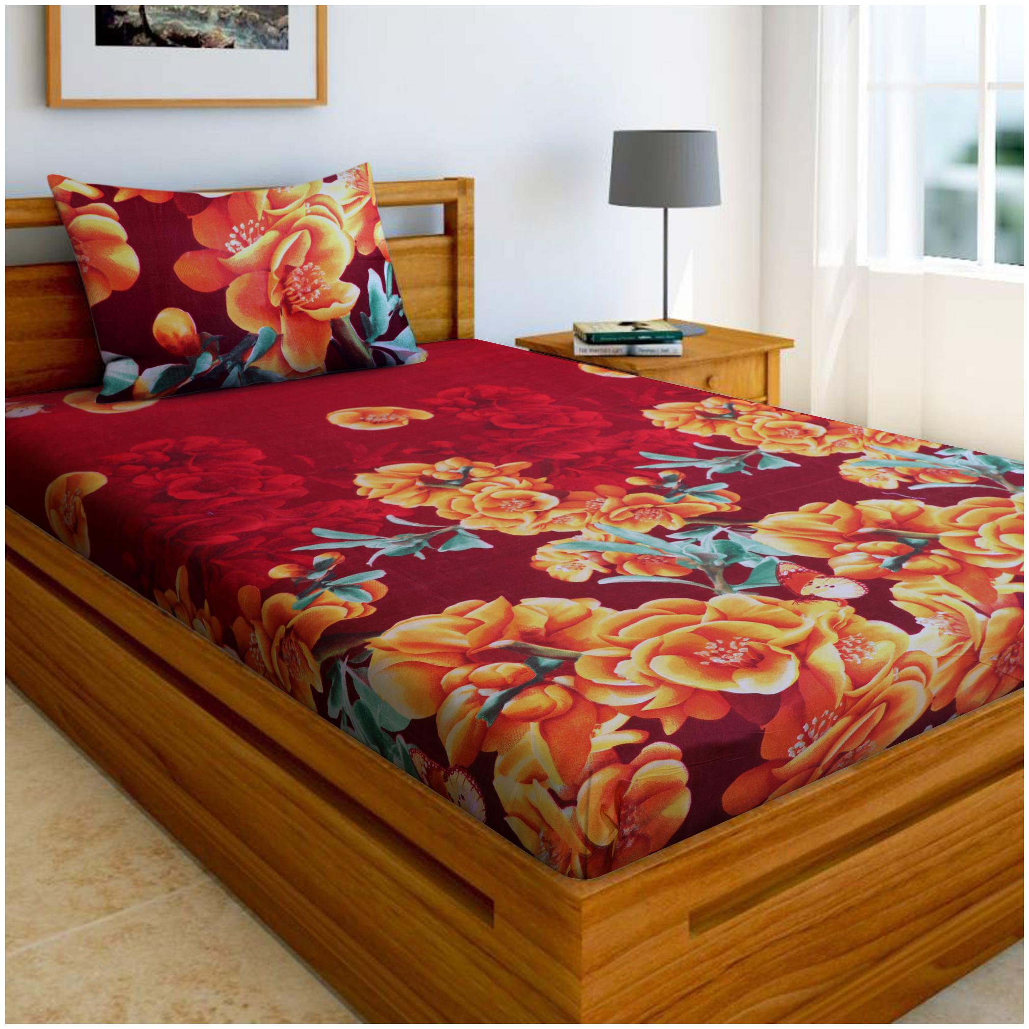 

Cozyland Premium Polycotton 3D Printed Single Bedsheet with 1 Pillow Cover