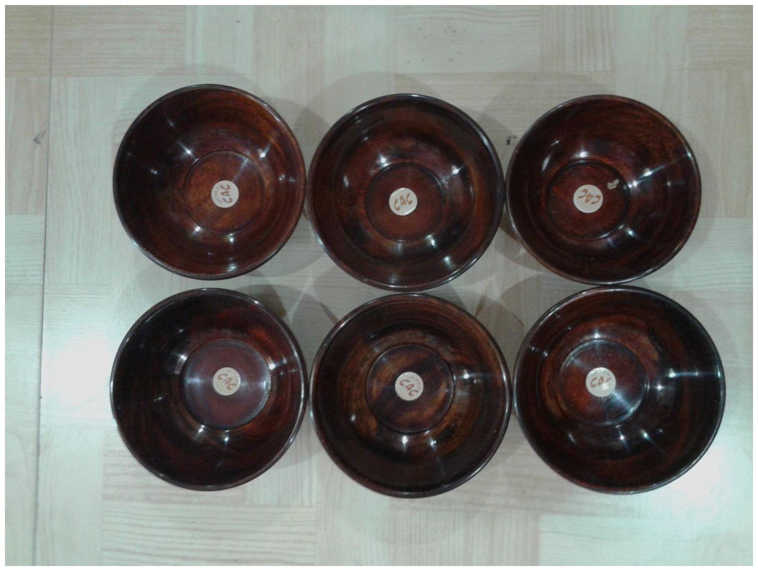 

CraftShoppe Set of 6 Handcraft Wooden Serving Bowl for Salad Snacks Decorated Tableware Bowls (Brown)