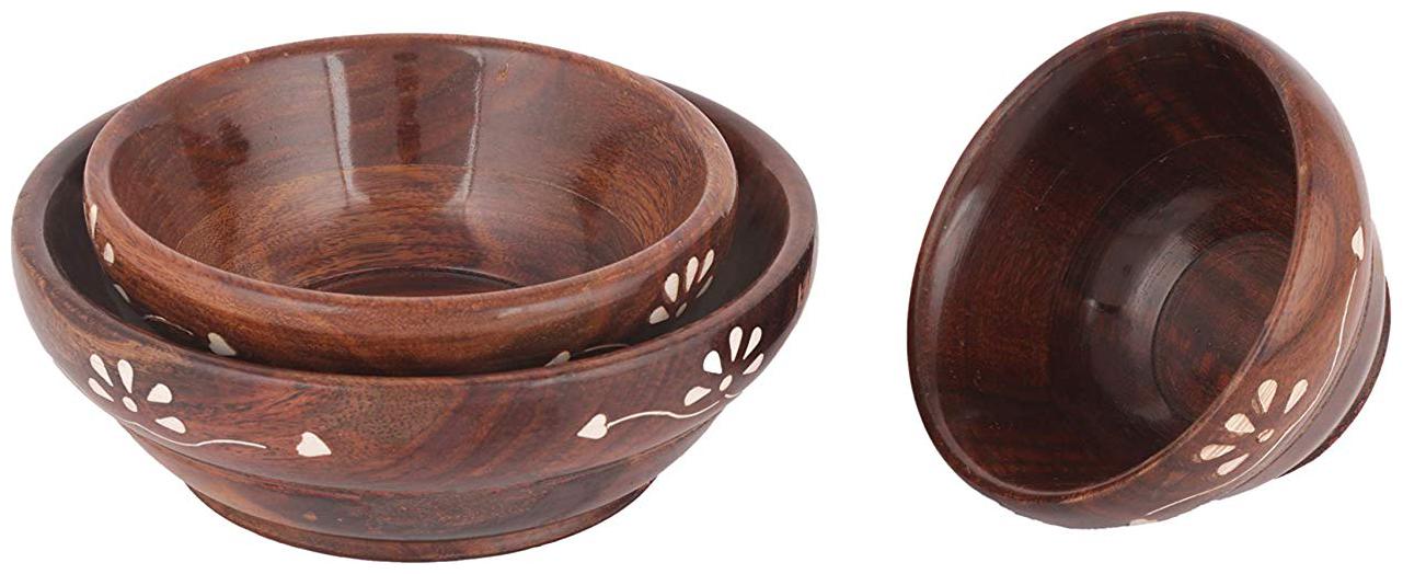 

CraftShoppe handmade Wooden Serving Bowl - Set of 3 (Brown)