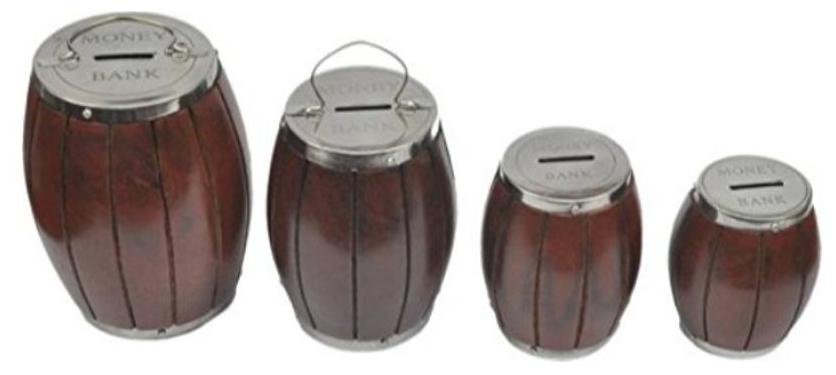 

CraftShoppee Wooden Round shape Money Bank Coin Bank Gulak set of 4