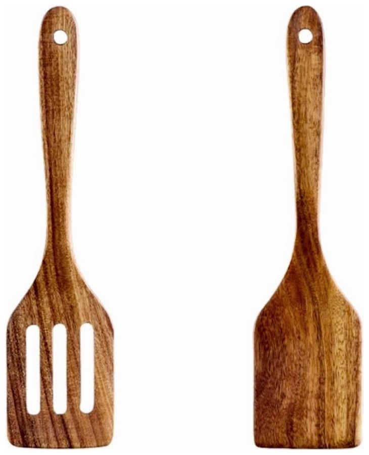 

CraftShoppee Handmade Wooden Serving and Cooking Spoon Kitchen Utensil Tool (Set of 2)