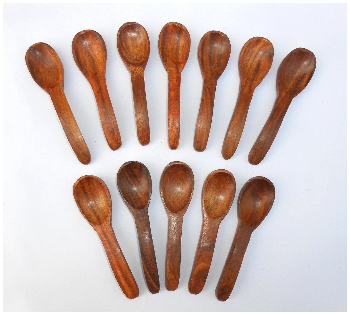 

CraftShoppee Wooden Handcrafted Small Tea Spoons Set of 12 for Your Masala Dabba Spicebox Jars and Containers