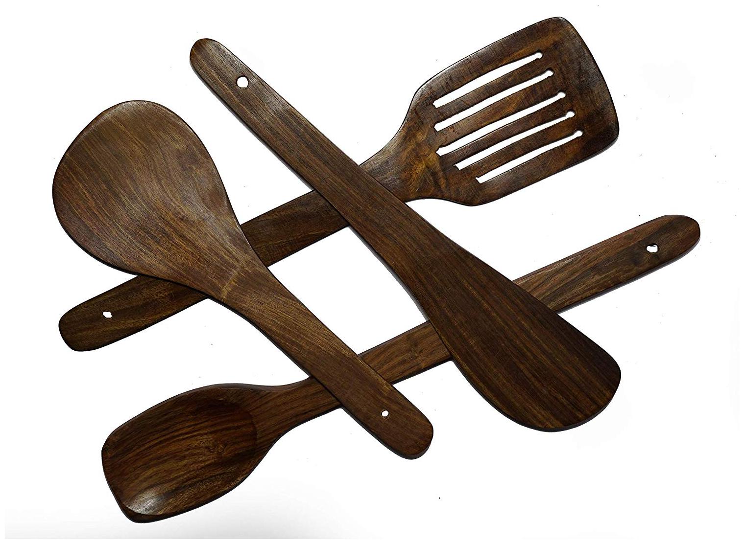 

CraftShoppee Wooden Cooking Spoon (12 5-inch Brown) -Set of 4