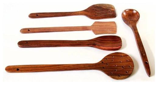 

CraftShoppee Handmade Wooden Serving and Cooking Spoon Kitchen Tools(5 Spoons)