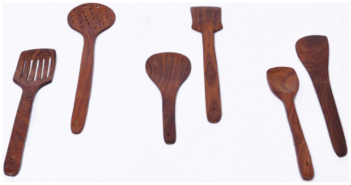 

CraftShoppee Wooden Cooking Spoon (12 5-inch Brown) -Set of 6