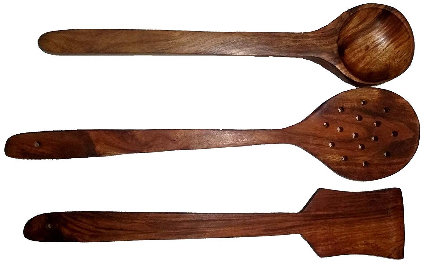 

CraftShoppee handmade Wooden Handmade Spatula Ladle Spoon Set of 3